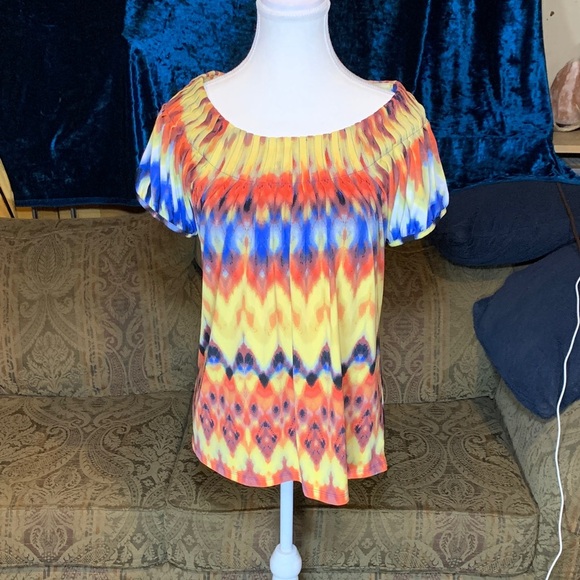 Style & Co. Size Small Chevron Blouse Dopamine Y2K Unique Wild Mature Retired - Picture 2 of 5